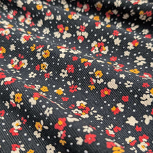 Load image into Gallery viewer, Flat drape of Lucille 100% Cotton Pinwale Cord in Black by Kokka - for sale at Minerva's Bower 