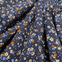Load image into Gallery viewer, Flat drape of Lucille 100% Cotton Pinwale Cord in Blue by Kokka - for sale at Minerva's Bower 