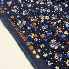 Load image into Gallery viewer, Selvedge detail of Lucille 100% Cotton Pinwale Cord in Blue by Kokka - for sale at Minerva's Bower 