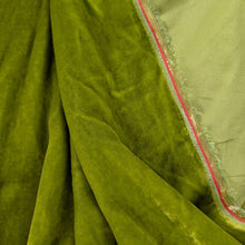 Load image into Gallery viewer, Close-up of Mae Silk Velvet, Chartreuse. Available at Minerva's Bower