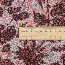 Load image into Gallery viewer, Close up flat lay of Liberty 100% cotton Tana Lawn, Marquess Belle B Pink, ruler included for scale - for sale at Minerva's Bower