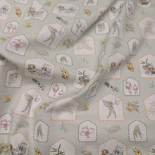 Load image into Gallery viewer, Flat drape of 100% Cotton, May Gibbs, Garden Playtime in Sage - for sale at Minerva's Bower