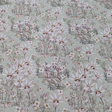 Load image into Gallery viewer, Flat lay of 100% Cotton, May Gibbs - Pastel Flowers Mint, for sale at Minerva&#39;s Bower