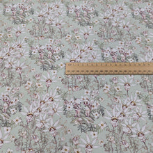 Load image into Gallery viewer, Flat lay of 100% Cotton, May Gibbs - Pastel Flowers Mint, for sale at Minerva&#39;s Bower, ruler included for scale
