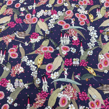 Load image into Gallery viewer, Flat lay of 100% Cotton, May Gibbs - Native Berries in Navy, for sale at Minerva&#39;s Bower