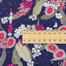 Load image into Gallery viewer, Close up of 100% Cotton, May Gibbs - Native Berries in Navy, for sale at Minerva&#39;s Bower