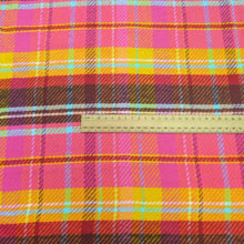 Load image into Gallery viewer, Flat lay of Yarn Dyed 100% Brushed Cotton Flannelette, Meadow Plaid, for sale at Minerva's Bower, ruler included for scale