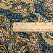 Load image into Gallery viewer, Close up of Liberty 100% Cotton Tana Lawn, Medusa, with a ruler for scale, for sale at Minerva&#39;s Bower