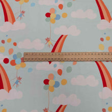 Load image into Gallery viewer, Art Gallery 100% Cotton, Purr Parade Meow in the Clouds, with a ruler included for scale, for sale at Minerva&#39;s Bower
