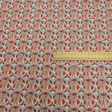 Load image into Gallery viewer, Flat lay of Liberty 100% cotton Tana Lawn Metallic Mauverina Star, ruler included for scale, for sale at Minerva&#39;s Bower