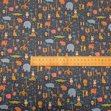 Load image into Gallery viewer, Flat lay of Liberty 100% Cotton Tana Lawn, Miffy Zoology_E, ruler included for scale - for sale at MInerva's Bower