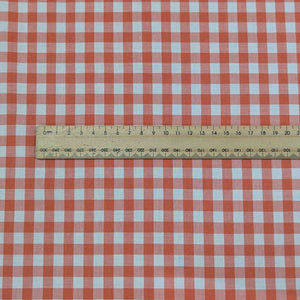 90% Modal 10% Silk 0.9mm Gingham, Tangerine, scale image, for sale at Minerva's Bower