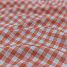 Load image into Gallery viewer, 90% Modal 10% Silk 0.9mm Gingham, Tangerine, flat drape image, for sale at Minerva&#39;s Bower