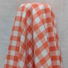 Load image into Gallery viewer, 90% Modal 10% Silk 0.9mm Gingham, Tangerine, drape image, for sale at Minerva&#39;s Bower