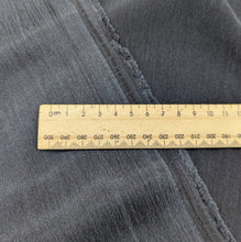 Load image into Gallery viewer, Flat lay of black silky Cupro moiwa, showing both satin and crepe side. Available at Minerva&#39;s Bower. A ruler is included for scale