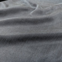 Load image into Gallery viewer, Flat lay of black silky Cupro moiwa, showing both satin and crepe side. Available at Minerva&#39;s Bower
 Fabric is draped to show how it handles 