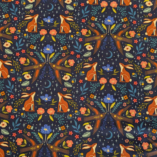 Flat Lay of Art Gallery Cotton, Moonlit Forest Dusk, for sale at Minerva's Bower