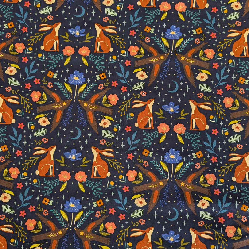 Flat Lay of Art Gallery Cotton, Moonlit Forest Dusk, for sale at Minerva's Bower