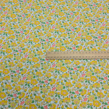 Load image into Gallery viewer, Flat lay of Liberty 100% cotton Tana Lawn Mrs Stoneley C, ruler included for scale, for sale at Minerva&#39;s Bower