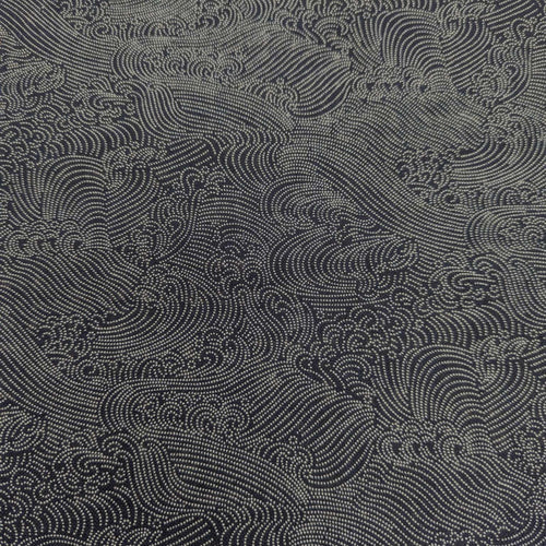 Japanese 100% cotton indigo Fabric with wave pattern for sale at Minerva's Bower