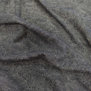 Drape of Japanese 100% cotton indigo Fabric with wave pattern for sale at Minerva's Bower