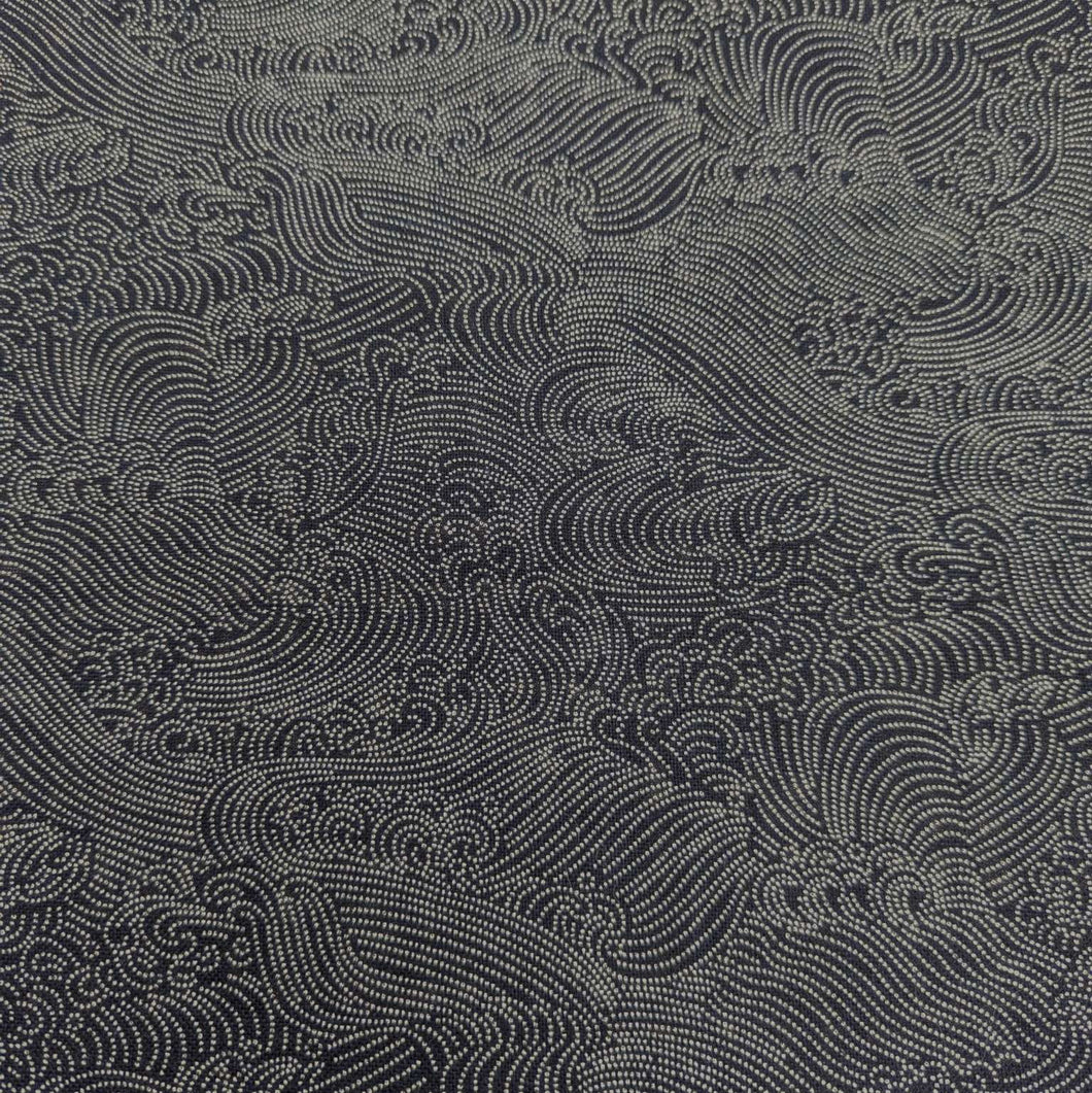 Japanese 100% cotton indigo Fabric with wave pattern for sale at Minerva's Bower