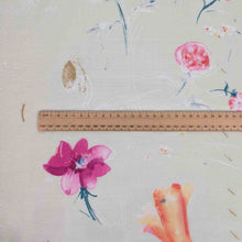 Load image into Gallery viewer, Flat lay of Nani IRO Hana No Toki Niwa Organic 100% Cotton Double Gauze, Green, ruler included for scale - for sale at Minerva's Bower