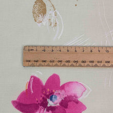 Load image into Gallery viewer, Close up flat lay of Nani IRO Hana No Toki Niwa Organic 100% Cotton Double Gauze, Green, ruler included for scale - for sale at Minerva's Bower