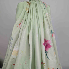 Load image into Gallery viewer, Drape detail of Nani IRO Hana No Toki Niwa Organic 100% Cotton Double Gauze, Green - for sale at Minerva's Bower