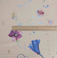 Load image into Gallery viewer, Flat lay of Nani IRO Hana No Toki Niwa Organic Double Gauze, Sand, ruler included for scale - for sale at Minerva's Bower