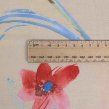 Load image into Gallery viewer, Close up flat lay of Nani IRO Hana No Toki Niwa Organic Double Gauze, Sand, ruler included for scale - for sale at Minerva's Bower