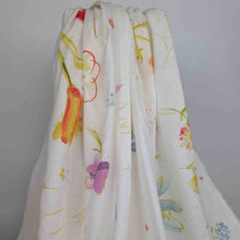 Load image into Gallery viewer, Standing drape of Nani IRO Hana No Toki Niwa Organic 100% Cotton Double Gauze, White - for sale at Minerva's Bower