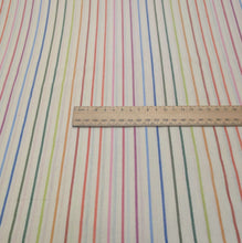 Load image into Gallery viewer, Flat lay of 100% Indian Cotton Natural Stripe, Warp and Weft Mystic Fable by Ruby Star Society - ruler included for scale, available at Minerva's Bower
