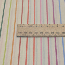 Load image into Gallery viewer, Close up flat lay of 100% Indian Cotton Natural Stripe, Warp and Weft Mystic Fable by Ruby Star Society - ruler included for scale, available at Minerva's Bower