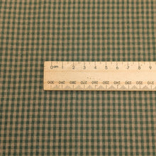 Load image into Gallery viewer, Close up of Nina check 100% washed Cotton in Beryl for sale at Minerva's Bower, ruler included for scale