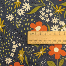 Load image into Gallery viewer, Close up flat lay of 100% Cotton by Moda, Night Owl, ruler included for scale, for sale at Minerva&#39;s Bower