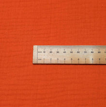 Load image into Gallery viewer, Close up flat lay of Organic 100% Cotton Double Gauze, Cajun, ruler included for sale - for sale at Minerva's Bower