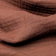 Load image into Gallery viewer, Close up of Organic 100% Cotton Double Gauze, Raisin, ruler included for scale - For sale at Minerva's Bower