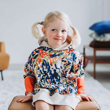 Load image into Gallery viewer, Childs hoodie in  See You At Six Cotton French Terry, Paint Fun, fabric for sale at Minerva&#39;s Bower