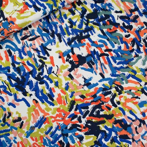 Flat Lay of See You At Six Cotton French Terry, Paint Fun, for sale at Minerva's Bower