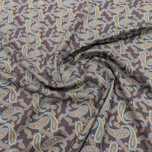 Load image into Gallery viewer, Flat drape of Burgundy lyocell  fabric with a paisley pattern, for sale at Minerva&#39;s Bower