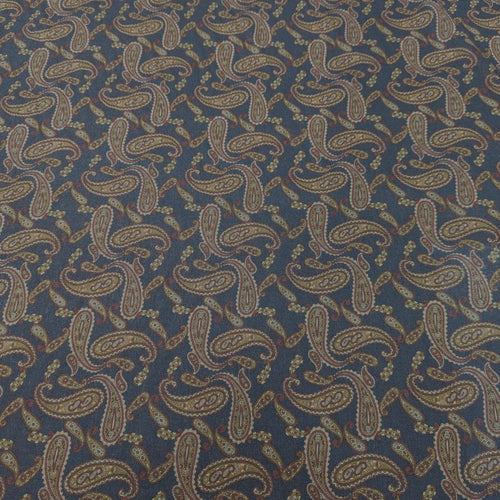 Patterned lyocell fabric with paisley design on a French Navy base, for sale at Minerva's Bower