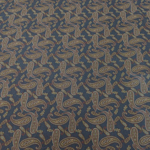 Patterned lyocell fabric with paisley design on a French Navy base, for sale at Minerva's Bower