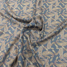 Load image into Gallery viewer, Flat drape of Patterned lyocell fabric with paisley design on a French Navy base, for sale at Minerva&#39;s Bower