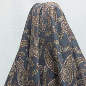 Drape of Patterned lyocell fabric with paisley design on a French Navy base, for sale at Minerva's Bower