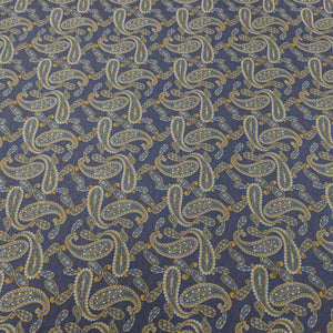 Patterned lyocell fabric with paisley design and a blue base, for sale at Minerva's Bower