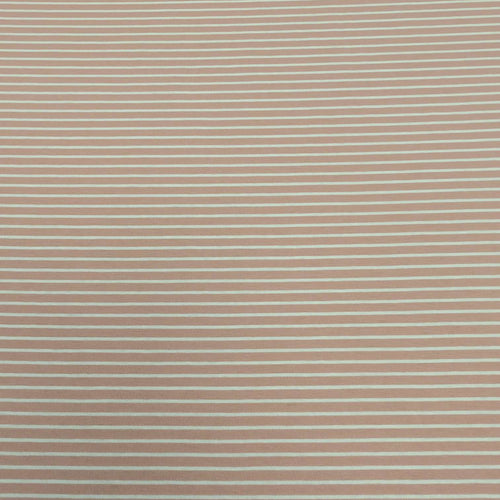 Whistle Jersey in Petal, stretch cotton jersey in pink with fine white stripe, for sale at Minerva's Bower