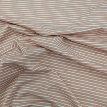 Load image into Gallery viewer, DRape of Whistle Jersey in Petal, stretch cotton jersey in pink with fine white stripe, for sale at Minerva&#39;s Bower
