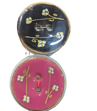 Load image into Gallery viewer, Italian Enamel Button, Large Floral