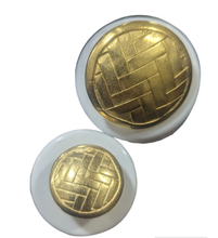 Load image into Gallery viewer, Gold Metal Herringbone Button, Small and Large